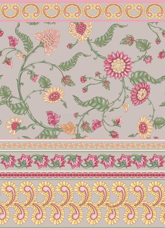 Seamless Indian floral ethnic pattern stock illustration