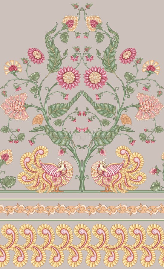 Seamless Indian floral ethnic pattern vector illustration