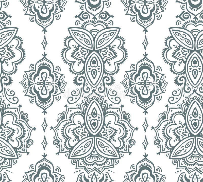 Seamless indian pattern based on traditional Asian floral elements Paisley. Vector hand drawn illustration stock illustration Seamless indian pattern based on traditional Asian floral elements Paisley. Vector hand drawn illustration stock illustration