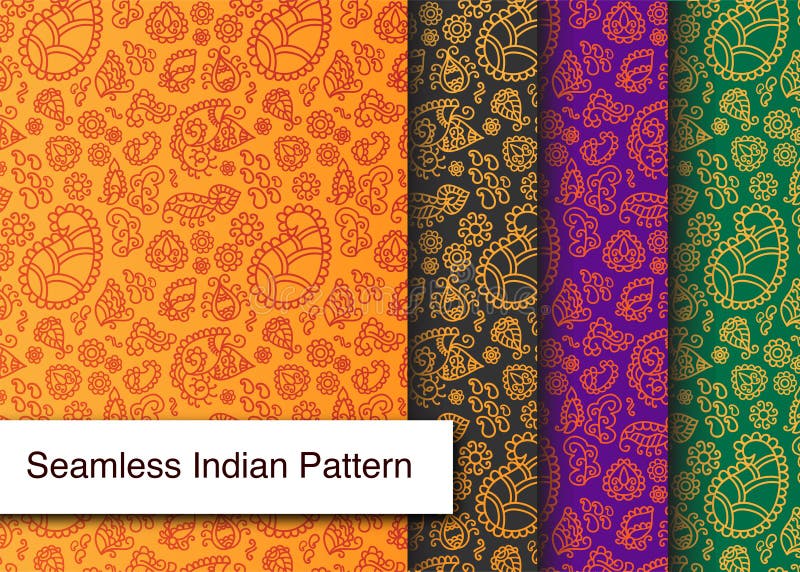 Seamless Indian Pattern - Detailed and easily editable stock illustration