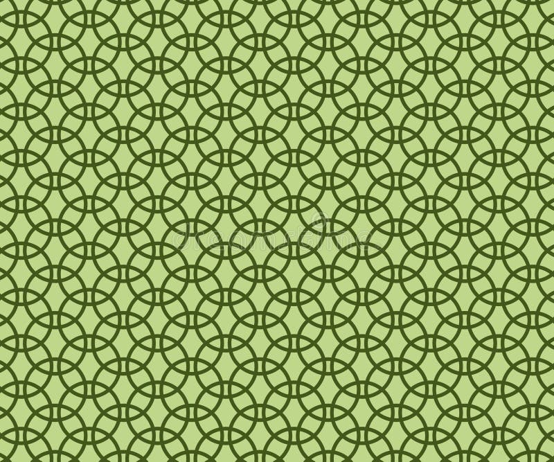 Seamless intricate circles chain pattern vector template. Geometric interlock circle background stock illustration