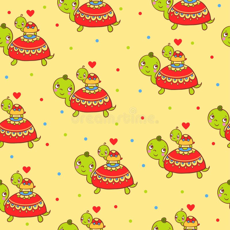 Seamless kids pattern with turtles.