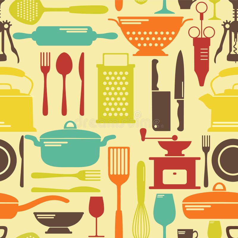 Seamless kitchen pattern stock vector. Illustration of pattern 18063037