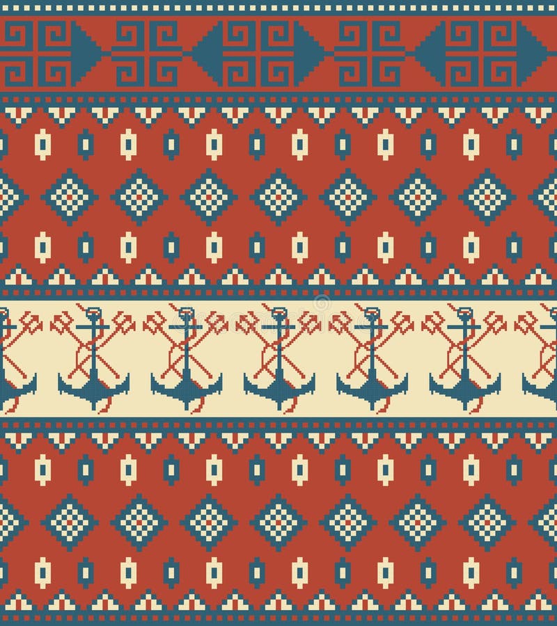 Seamless knitted pattern with anchor