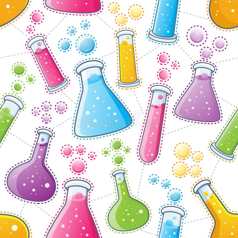 Seamless Laboratory Glassware Pattern royalty free illustration