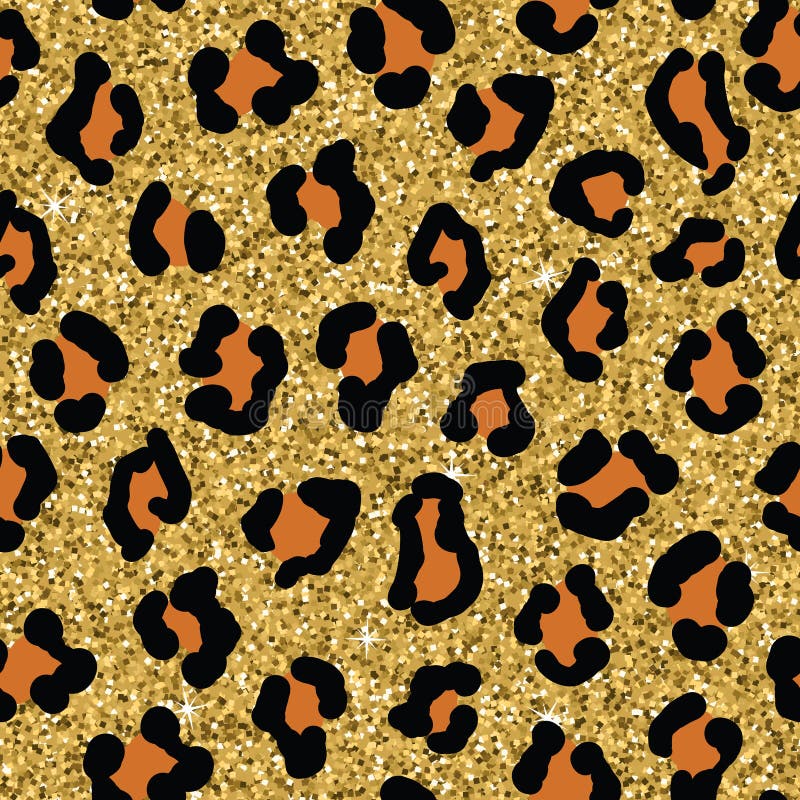 Seamless Leopard Skin Background. Vector Animal Print with Glitter Stock  Vector - Illustration of leather, chic: 140383431