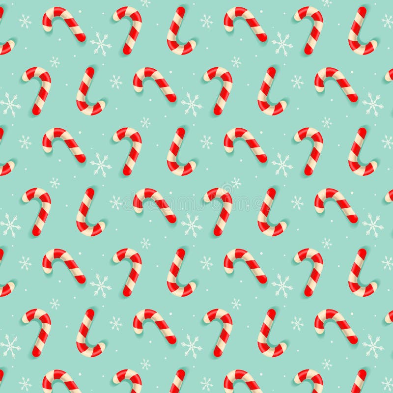 Seamless Light Blue Pattern with Christmas Candies and Snow. Vector ...