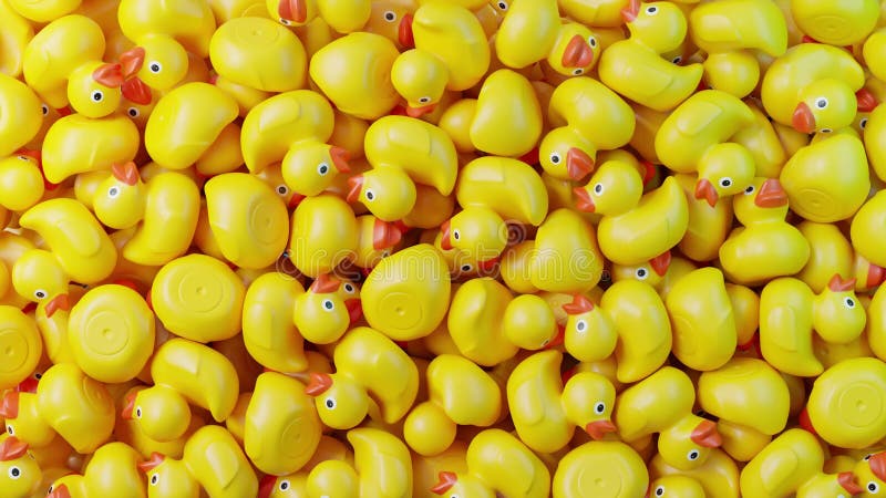 Falling Yellow Rubber Ducks Seamless Loop On Blue Gradient Background vector illustration