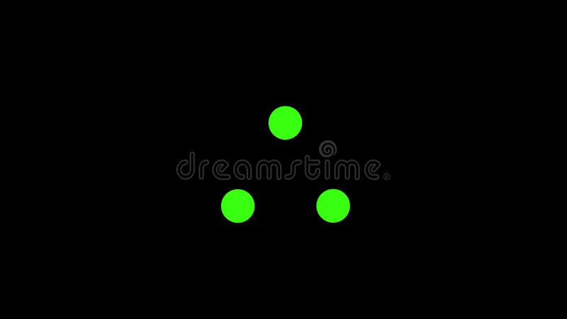 A seamless loop of a green triple circle loading animation on a black background in 4k resolution vector illustration