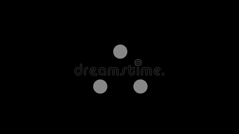 A seamless loop of an off white triple circle loading animation on a black background in 4k resolution vector illustration