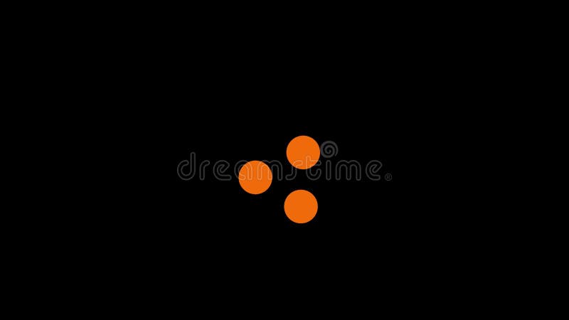 A seamless loop of an orange triple circle loading animation against a dark black background in high resolution 4k royalty free illustration