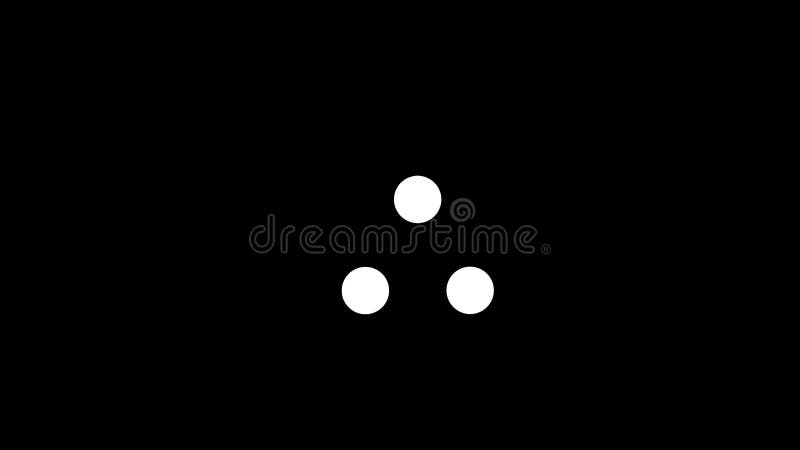 A seamless loop of a white triple circle loading animation on a dark black background in high resolution 4k royalty free illustration