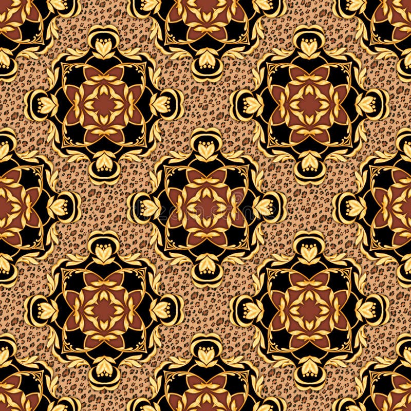 Seamless Luxury Pattern with Golden Scrolls Stock Illustration ...