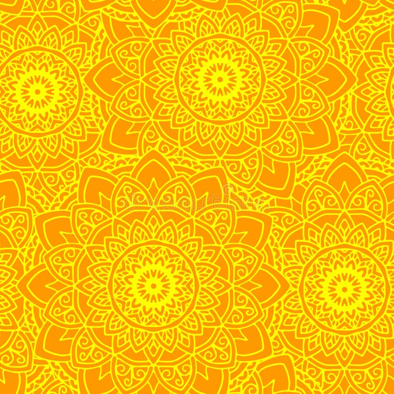 Seamless Mandala Sun Yellow Stock Illustration - Illustration of nature,  element: 83057480