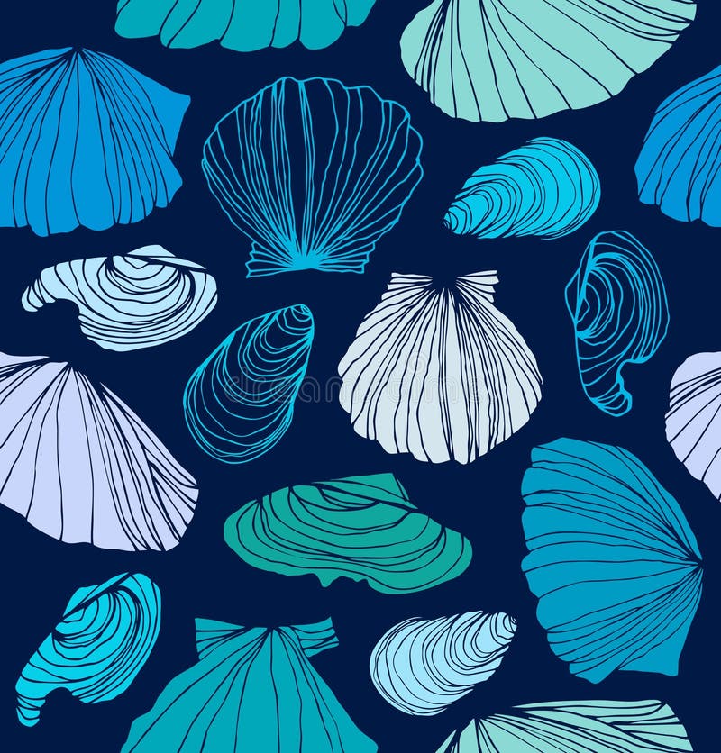 Seamless marine pattern with shells. royalty free illustration