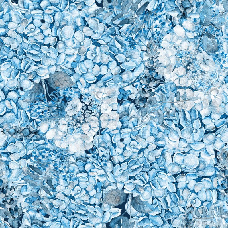 seamless modell Blå vanlig hortensia för vattenfärg, lavendel, vinbär royaltyfria bilder seamless modell Blå vanlig hortensia för vattenfärg, lavendel, vinbär royaltyfria bilder