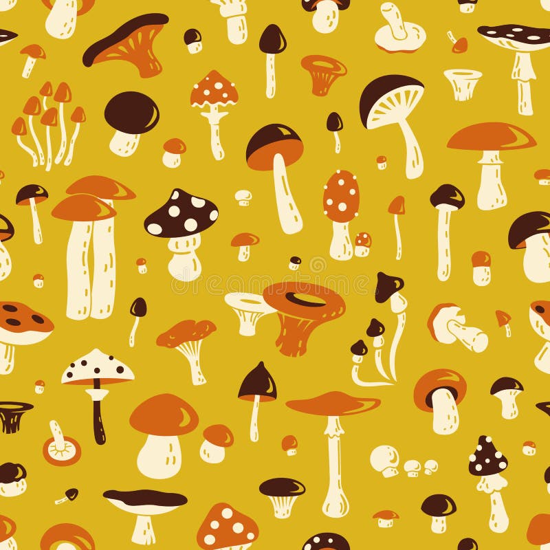 Seamless modell för champinjon vektor illustrationer Seamless modell för champinjon vektor illustrationer
