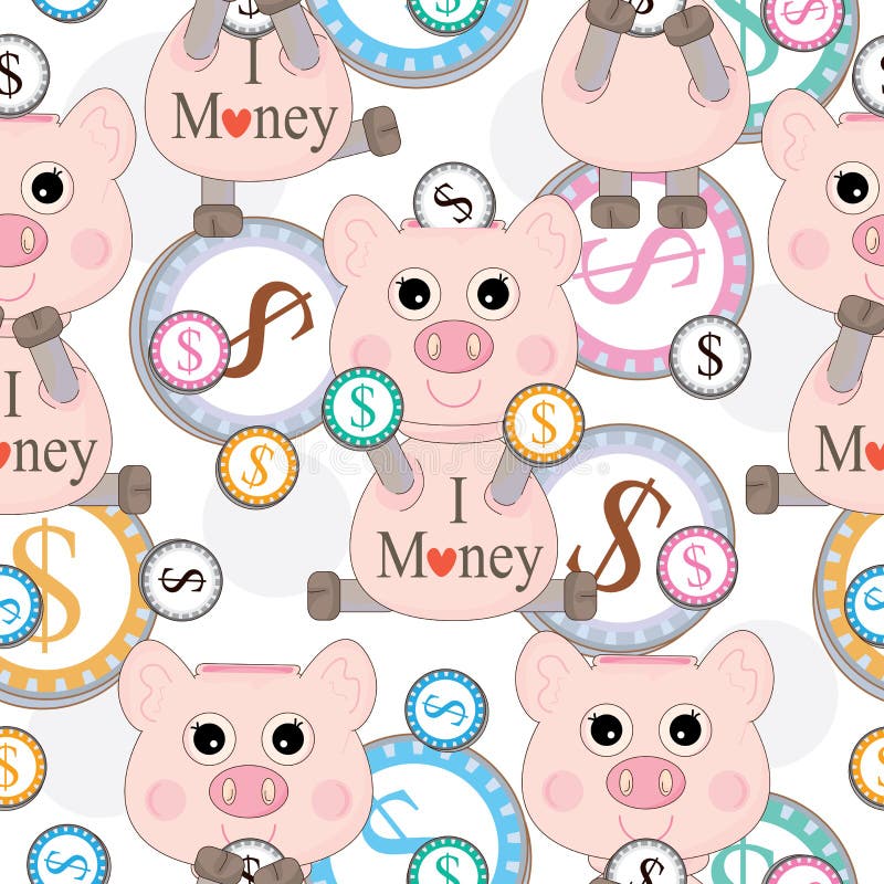Seamless modell för rosa Pigförälskelsepengar royaltyfri illustrationer Seamless modell för rosa Pigförälskelsepengar royaltyfri illustrationer