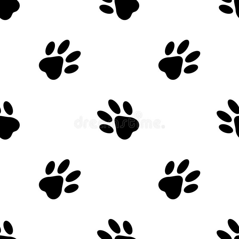 seamless modell kattfot, fotspår på vit stock illustrationer seamless modell kattfot, fotspår på vit stock illustrationer