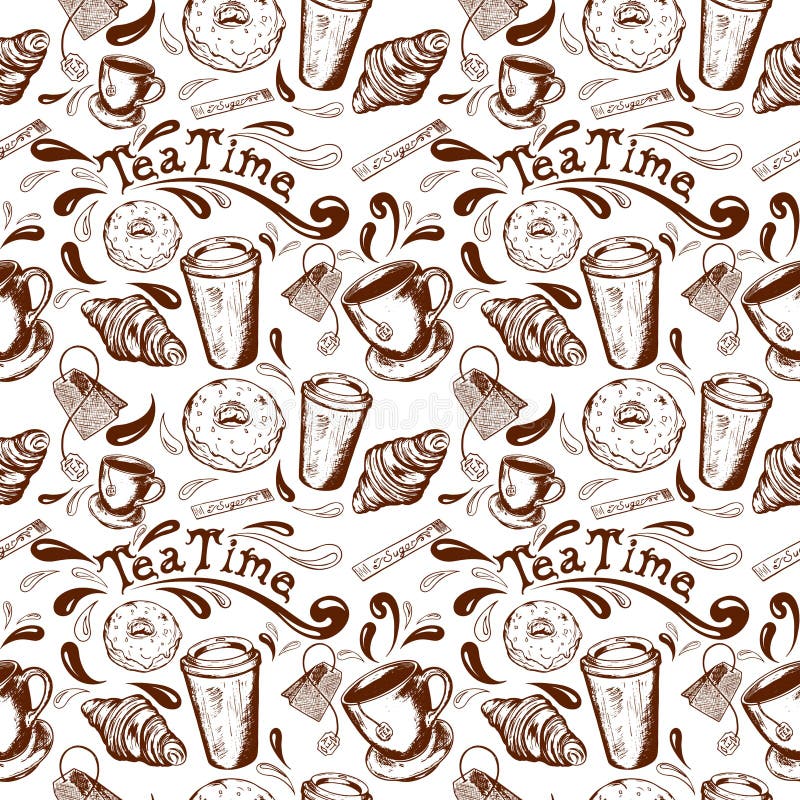 Seamless modellteatid vektor illustrationer Seamless modellteatid vektor illustrationer