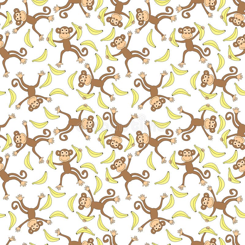 Seamless monkeys pattern stock vector. Illustration of logo - 128754934