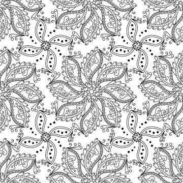 198 Seamless Floral Retro Doodle Black White Stock Photos - Free ...