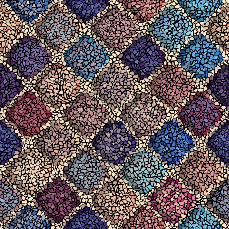 Vector seamless mosaic art pattern. Art background.