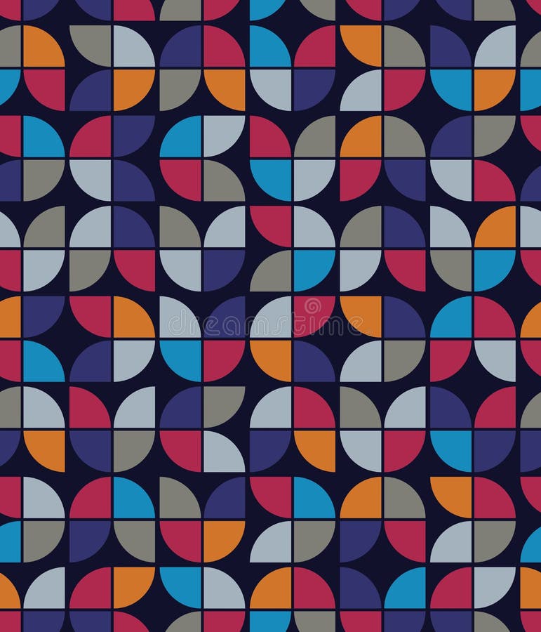 Seamless mosaic tiles pattern in retro style. royalty free illustration