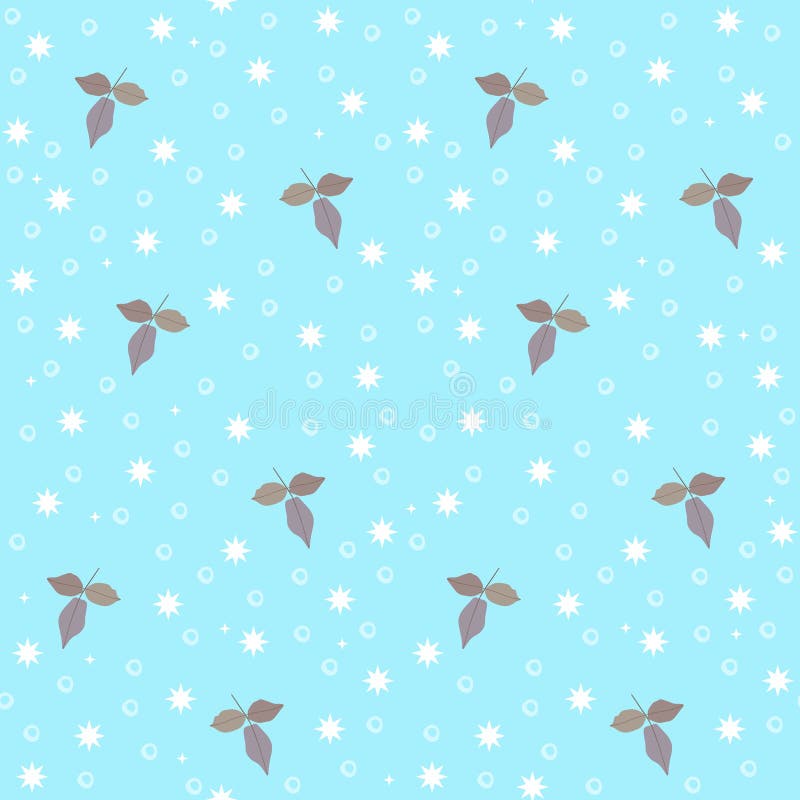 Seamless natural pattern with leaves of rose and stars on sunny blue background vector illustration Seamless natural pattern with leaves of rose and stars on sunny blue background vector illustration