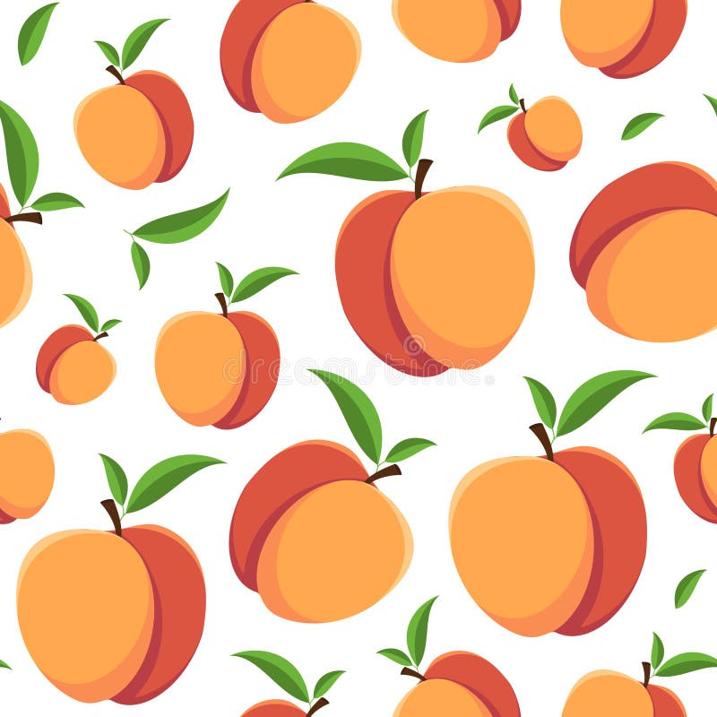 Seamless Nectarine Pattern on a White Background. Bright Fruit ...