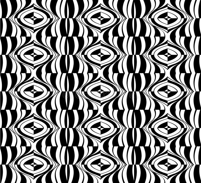 Optical Art Pattern Seamless Background Black and White Stock