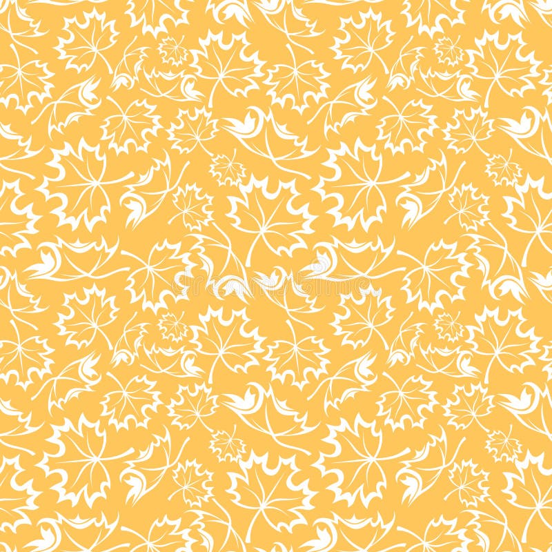 Seamless orange pattern with maple leaves. Vector illustration.