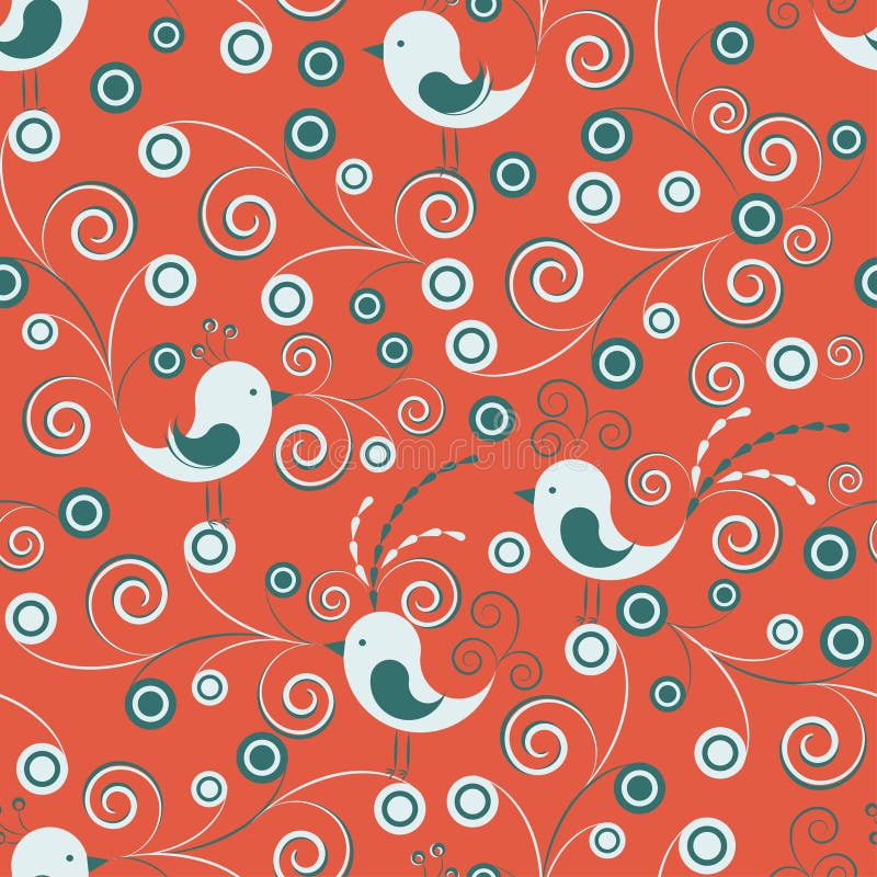 Seamless ornament with birds vector illustration