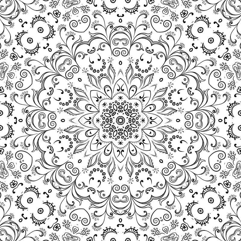 Seamless Outline Floral Pattern Stock Vector ...