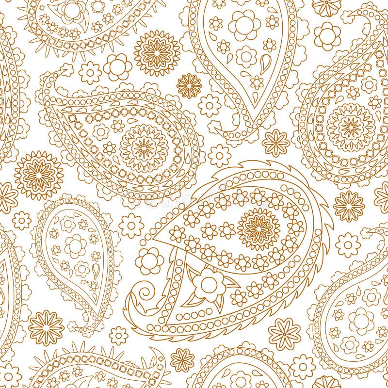 Seamless Paisley background. Elegant Hand Drawn vector pattern. stock illustration
