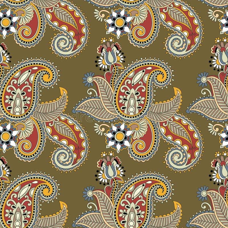 Seamless Beautiful Mughal Floral Paisley Pattern on Abstract Digital ...
