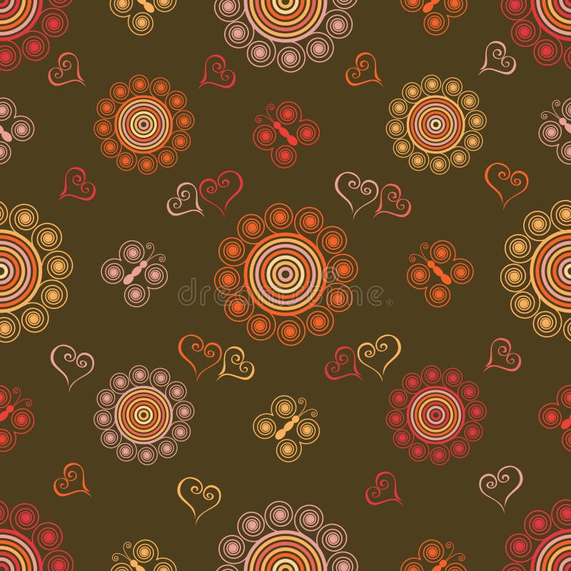 Seamless pattern with abstract flowers