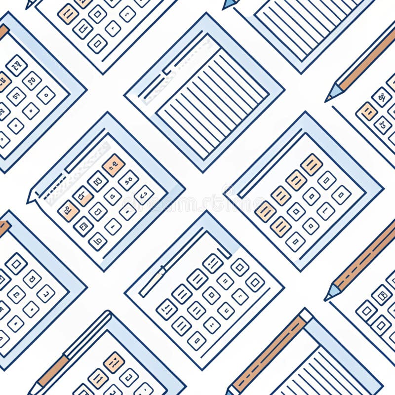 Seamless pattern of accounting tools vector illustration