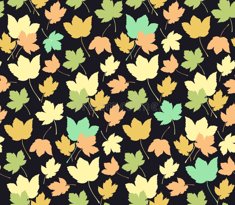Seamless pattern of autumn leaves. Vector endless background of fall maple leaves in seasonal colors. royalty free illustration