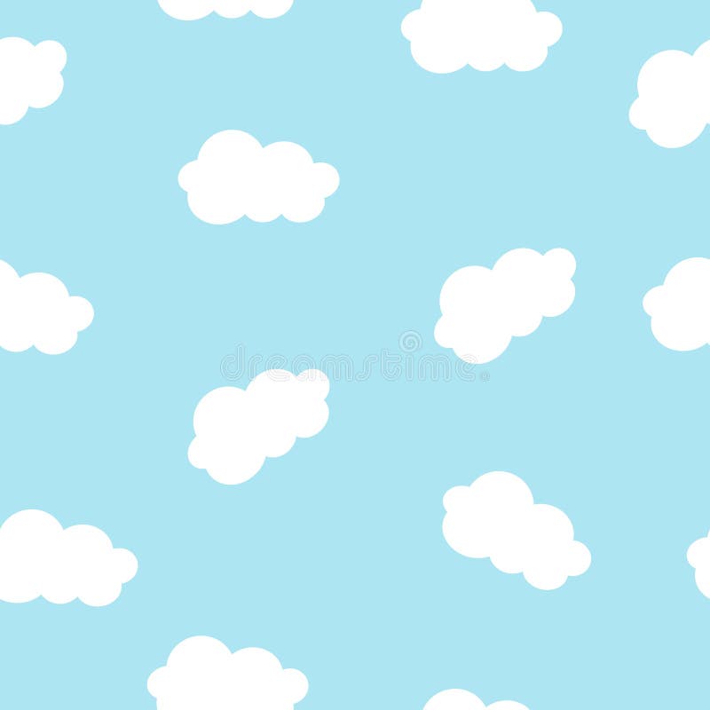 Clouds Seamless Pattern On Blue Sky Background Cloudy Bright Vector ...