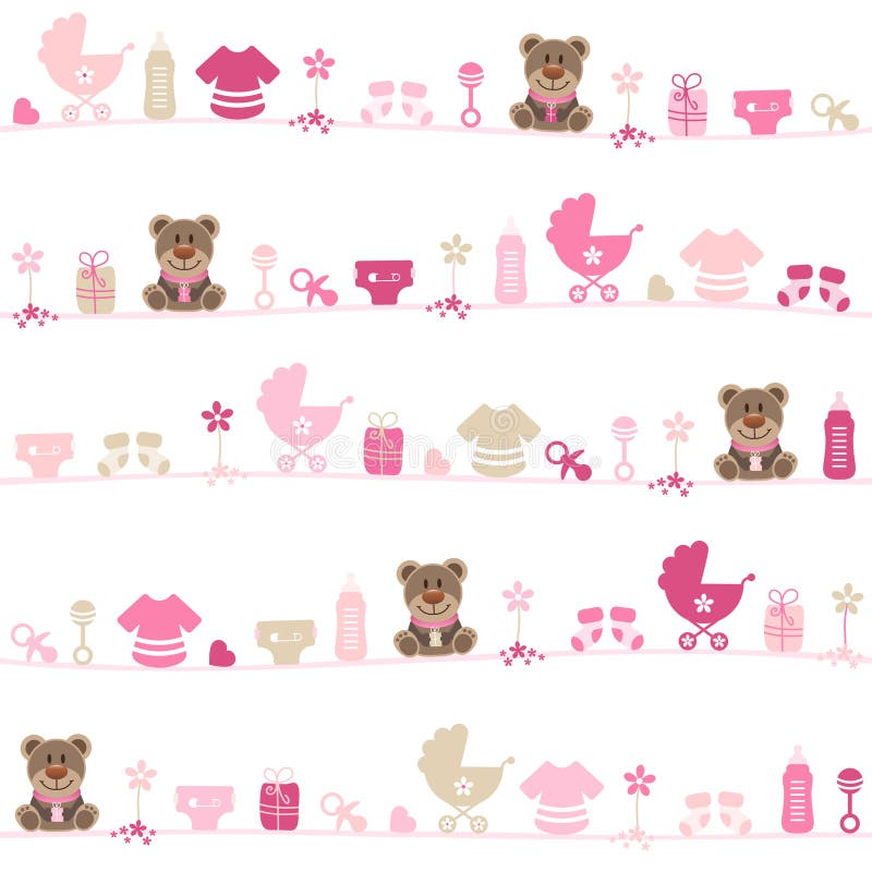 Seamless Pattern Baby Girl Teddy Pink And Beige royalty free illustration Seamless Pattern Baby Girl Teddy Pink And Beige royalty free illustration