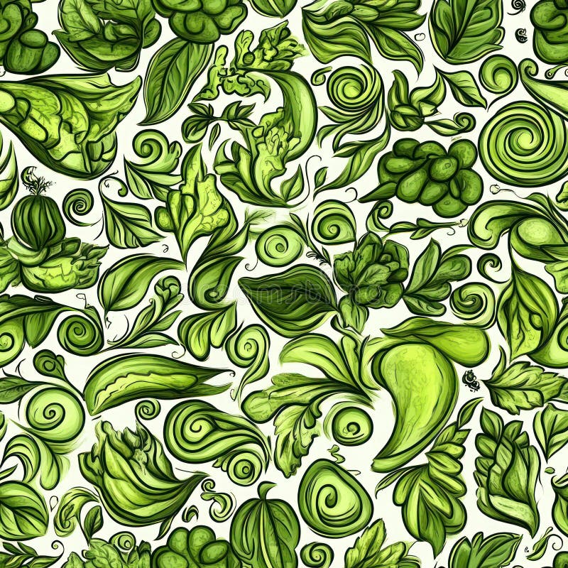 Seamless pattern on the background of bp green leaves vector illustration