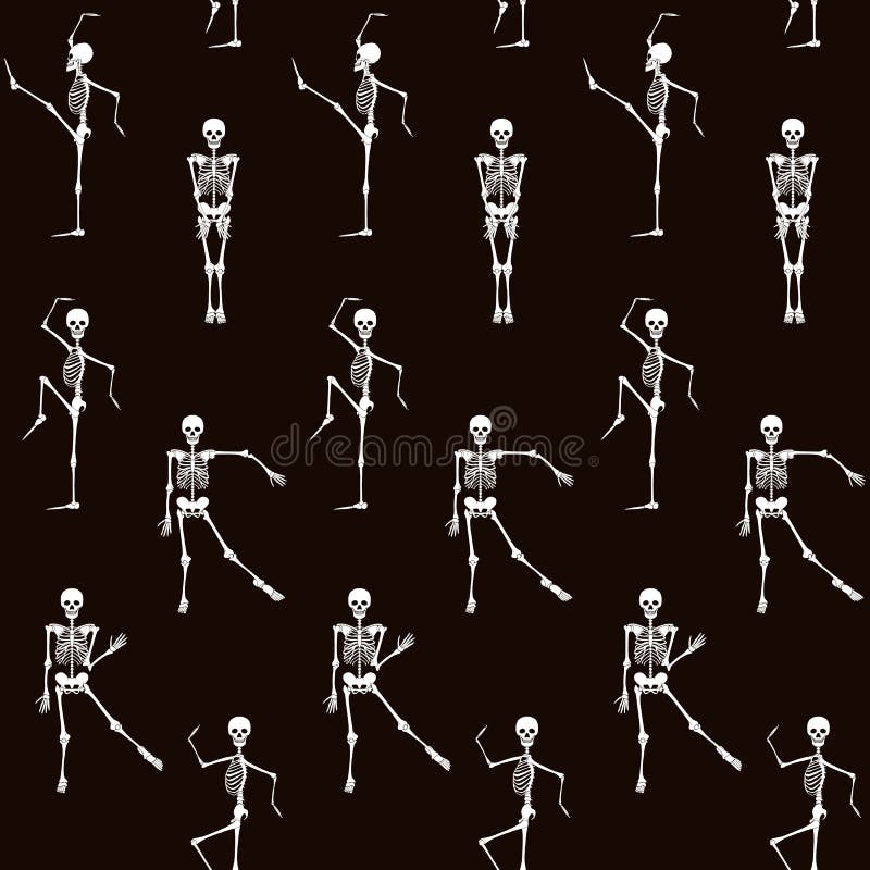 Seamless Pattern, Background with Dancing Skeletons Stock Vector ...