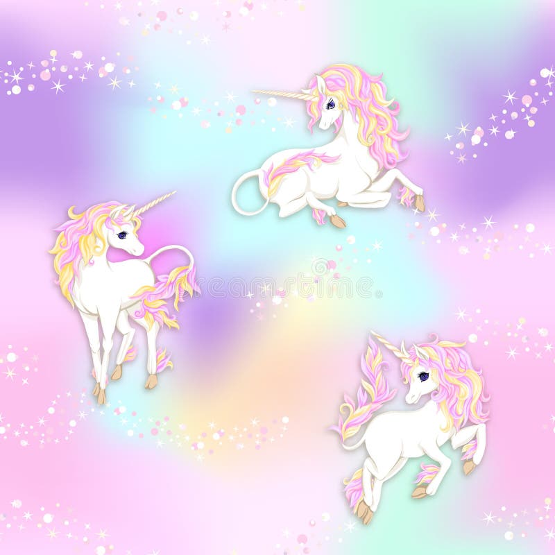 Fantasy background of magic rainbow sky with sparkles and glitter winged unicorn 4268977 Vector Art at Vecteezy