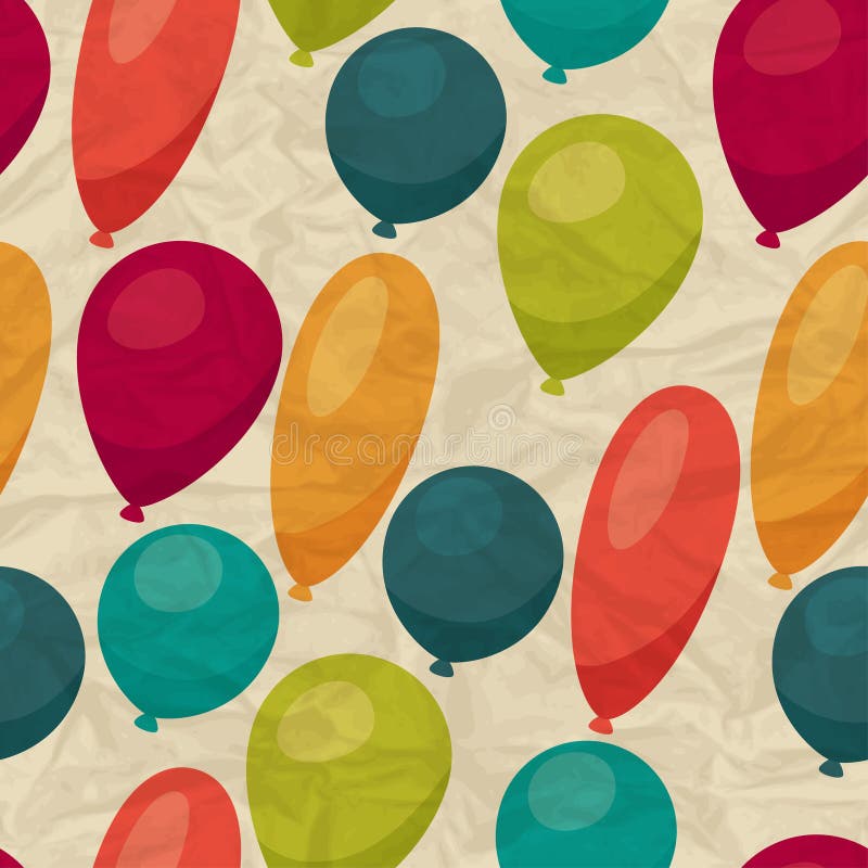 Seamless pattern with balloons on crumpled paper