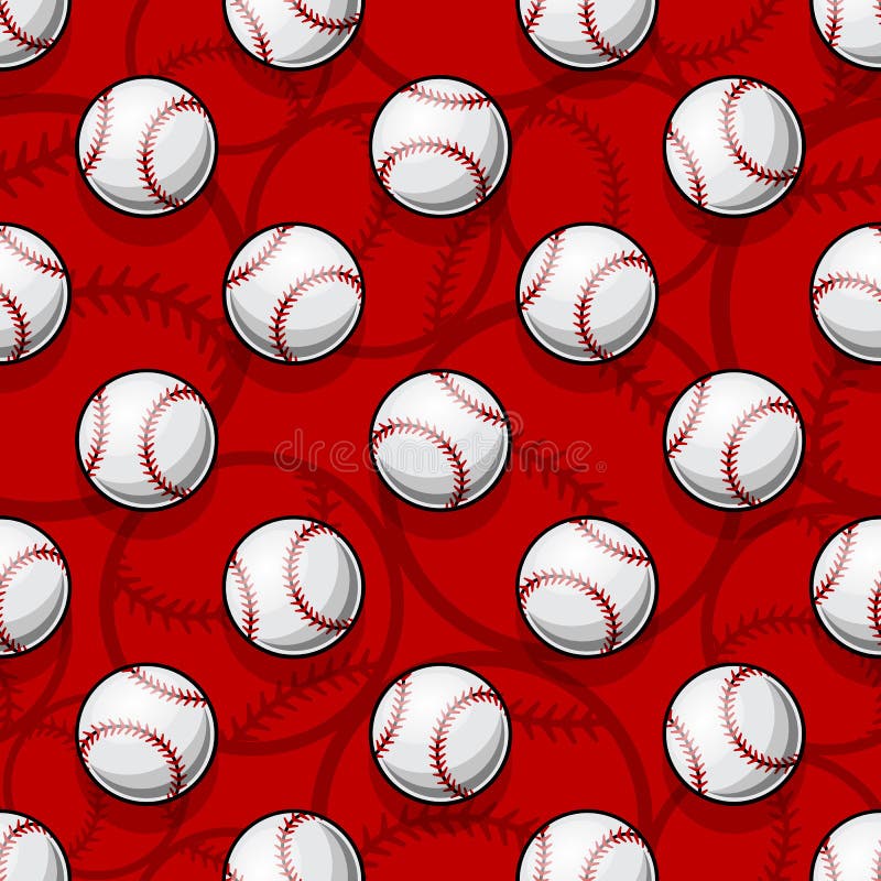 Seamless Pattern with Baseball Softball Ball Graphics. Stock Vector