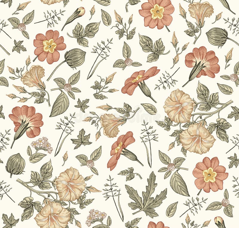 Seamless Fabric Pattern Isolated Flowers Vintage Background Carnation ...