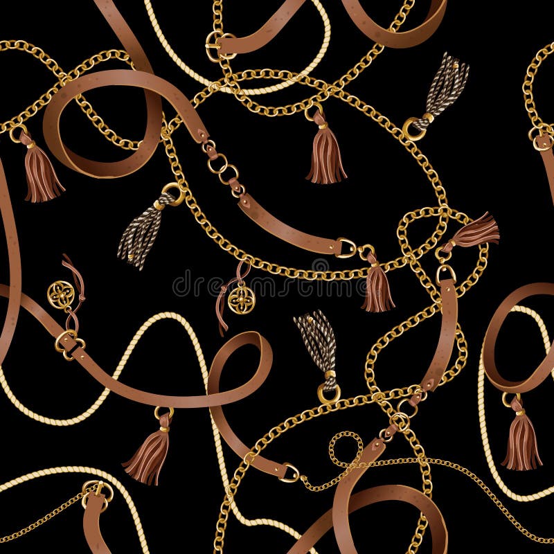 Seamless pattern with belts, chain and braid for fabric design. Vector. vector illustration Seamless pattern with belts, chain and braid for fabric design. Vector. vector illustration
