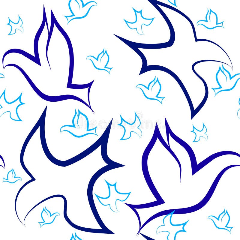 Birds Flying Sky As Seamless Pattern Stock Illustrations 15 Birds