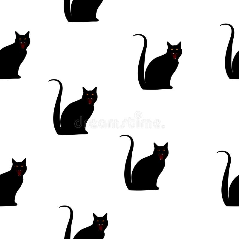 Black cats silhouette with green eyes isolated on white background. Spooky  halloween pet icon, aggressive kitty dark profile Stock Photo - Alamy